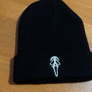 Children's Black Beanie with White Embroidered Design